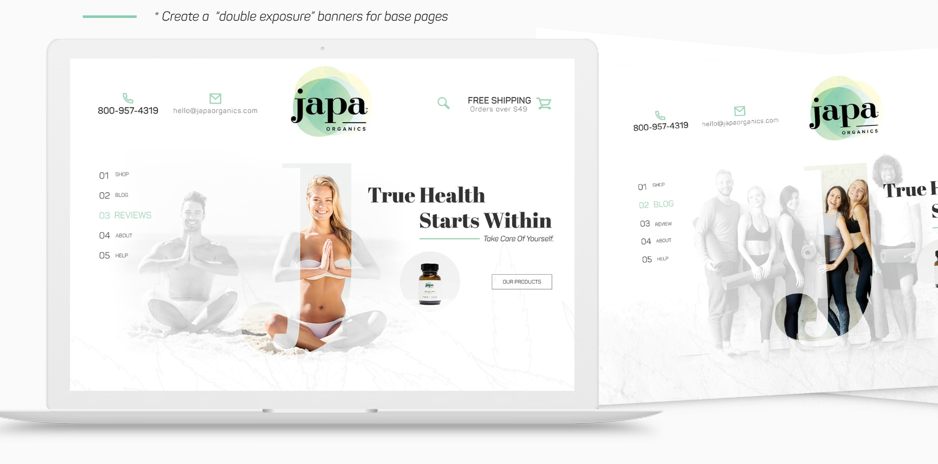 E-commerce web site, light clean and modern design